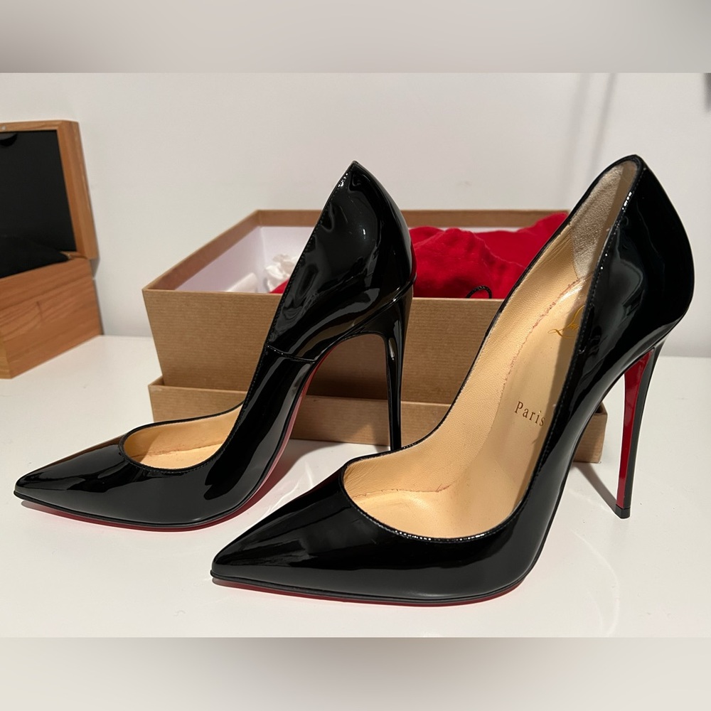 Size 37.5 Lou Boutin So Kate 120 Black Patent